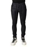 Black Cotton Stretch Skinny Denim Men Jeans Co+02+polietilentereftalat Clothing