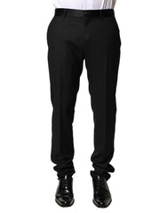 Men's Virgin Wool Trousers Black Silk