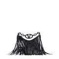 Women's Fringed Leather Shoulder Bag Black