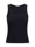 Max Mara Ribbed Jersey Tank Top — Black