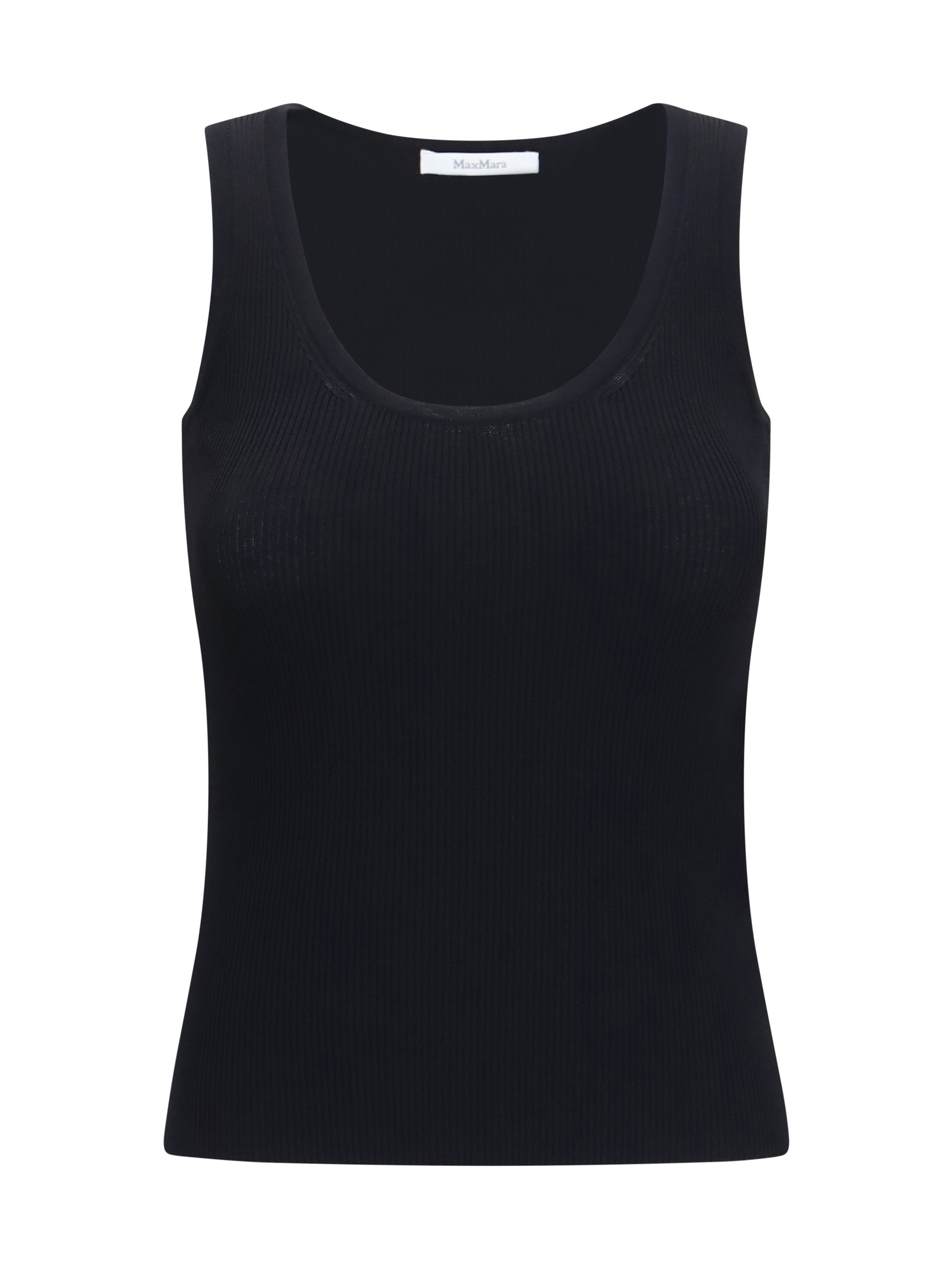Max Mara Ribbed Jersey Tank Top — Black