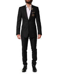 Men's Black Embellished Single Breasted 2 Pc Suit