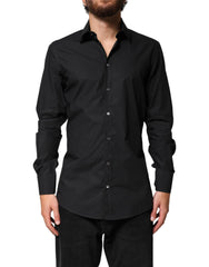 Black Gold Cotton Men Dress Formal Shirt