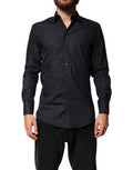 Men's Black Cotton Long Sleeves Dress Formal Shirt