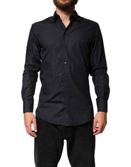 Men's Black Cotton Long Sleeves Dress Formal Shirt