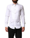 Men's White Cotton Gold Collared Dress Bib Formal Shirt