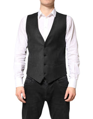 Black Stripes Wool Dress Men Waistcoat Vest Virgin