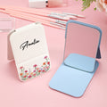 Personalizado acuarela nacimiento flor PU cuero plegable espejo de maquillaje con nombre de viaje esencial regalo de cumpleaños para las mujeres Besties