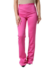 Women's High-Waist Viscose Blend Trousers Pink Wool Elastane