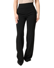 Women's Black High Waist Straight Trouser Formal Pants Polyester