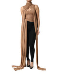 Women's Brown Virgin Wool Sleeveless Scarf Tank Top 08+pa+wv