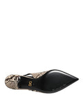 Women's Multicolor Leather Heels Slingback Shoes 10lf+reticolato Python
