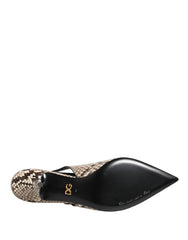 Women's Multicolor Leather Heels Slingback Shoes 10lf+reticolato Python