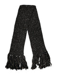 Men's Black Wool Fringes Neck Wrap Foulard Scarf