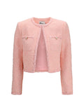 Self-Portrait Bouclé Blazer — Pink