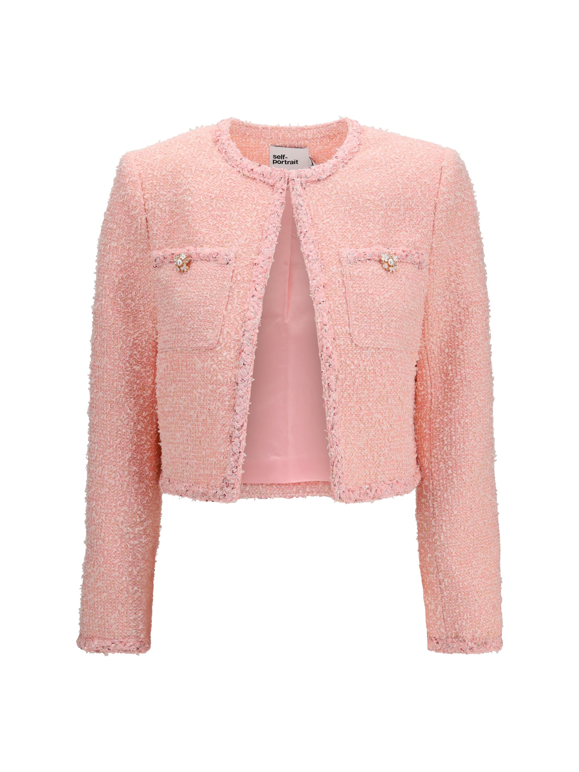 Self-Portrait Bouclé Blazer — Pink