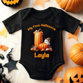 Personalizada Calabaza Inicial Mi Primer Halloween 100% Algodón Camiseta Bebé Body con Nombre Halloween Fiesta de Disfraces Regalo para Bebé Niño