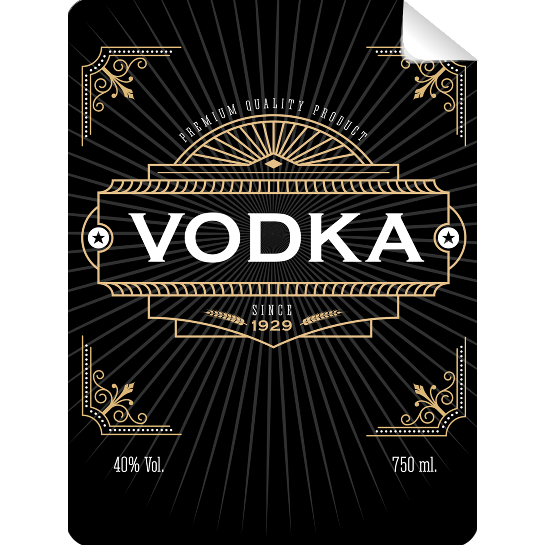 Premium Vodka Bottle Self Prop Adhesive Label By Prop Money Inc.