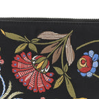 Christian Dior Satin Embroidered Floral Mini Saddle Pochette Bag Black