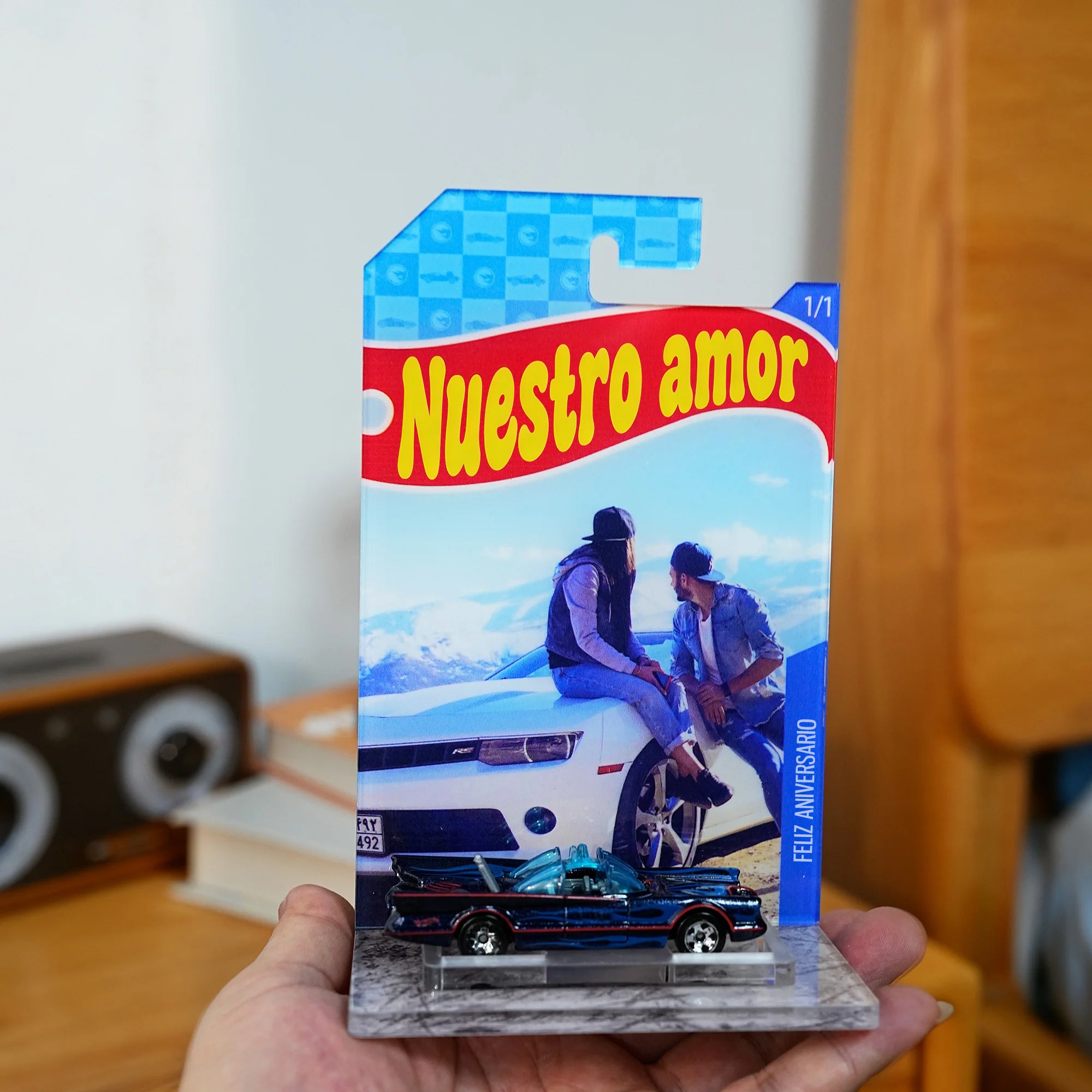 Soporte personalizado con foto y texto para modelos de coches decoración de hogar y oficina regalo de cumpleaños para coleccionistas de coches