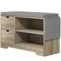 Shoe Bench with Storage, Entryway Bench w/Open Shelves, Drawers & Pocket, Grey