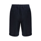 Blue Linen Bermuda Shorts