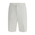 Men's White Polyester Bermuda Shorts