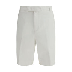 Men's White Polyester Bermuda Shorts