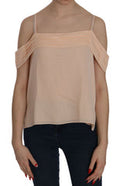 Women's Orange Off Shoulder Strap Square Neck Top Blouse Silk
