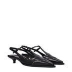 Black Leather Mid Heel Pumps