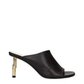 Women's Gold-Heel Leather Mule Heel Black