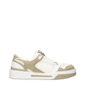 Men's White Fabric Low Top Sneakers