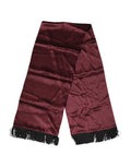 Men's Maroon Silk Satin Fringes Neck Foulard Scarf