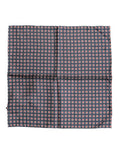 Men's Blue Patterned Silk Square Handkerchief Scarf