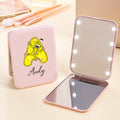 Personalizado lindo Marsupilami Doble cara 1X 2X LED Maquillaje Espejo de bolsillo con nombre Cumpleaños Regalo para Mujeres | Callie × Marsupilami