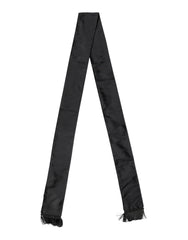 Men's Black Silk Fringes Neck Wrap Foulard Scarf