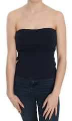 Women's Strapless Tube Cotton Blouse Navy