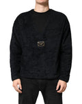Black Cotton V-Neck Men Sweatshirt Sweater Clothing