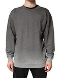 Gray Cotton Crew Neck Men Sweatshirt Sweater Clothing