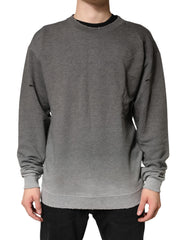 Gray Cotton Crew Neck Men Sweatshirt Sweater Clothing