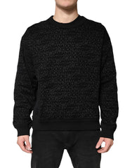Men's Black Monogram Crew Neck Sweatshirt Sweater Clothing