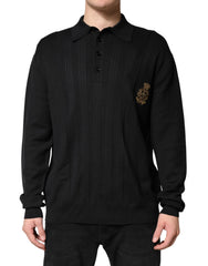 Men's Logo-Embroidered Silk Blend Pullover Black