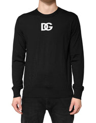 Men's Logo-Embroidered Wool Sweatshirt Black Sweatshirts