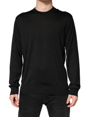 Men's Silk Crew Neck Pullover Black