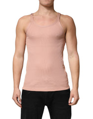 Men's Pink Sleeveless Round Neck Tank Top T-Shirt Cotton
