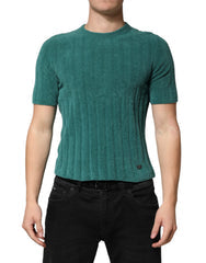 Dark Green Cotton Blend Men Crew Neck T-Shirt Co+pa