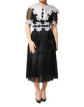 Women's Macramé Lace Silk Dress Black