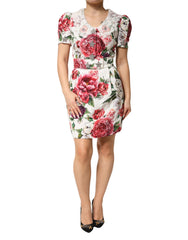 Women's White Floral Embellished Sheath Mini Dress Co+pa+se+vi