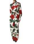 Women's White Floral Print Cotton Jumpsuit Dress