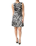Women's Zebra-Print Sleeveless Dress Black